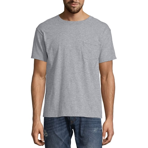 Hanes Men's & Big Men's Authentic Short Sleeve Pocket Tee, Sizes S-3XL