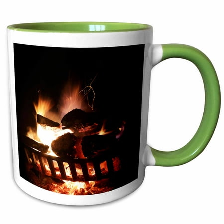 Photgraph Of A Very Hot Fire In An Outdoor Fireplace., 15oz Two-Tone Green Mug