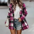 thumbnail image 2 of Patlollav Womens Plaid Long Sleeve Lapel Cardigan Jacket Coat with Pocket, 2 of 6