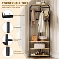 thumbnail image 3 of Modern Corner Hall Tree - Freestanding Coat Rack with 12 Hooks, 3-Tier Shelves & Shoe Bench, Heavy Duty Entryway Storage, 3 of 8