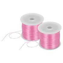 2 Rolls Elastic String for Bracelets, 1mm Stretch Bead Cord Pink, 100m