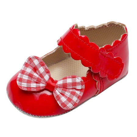 

nsendm Shoes Girl Infant Girls Single Shoes Ruffles Bowknot First Walkers Shoes Toddler Sandals Princess Shoes Shoes Red 0 Months