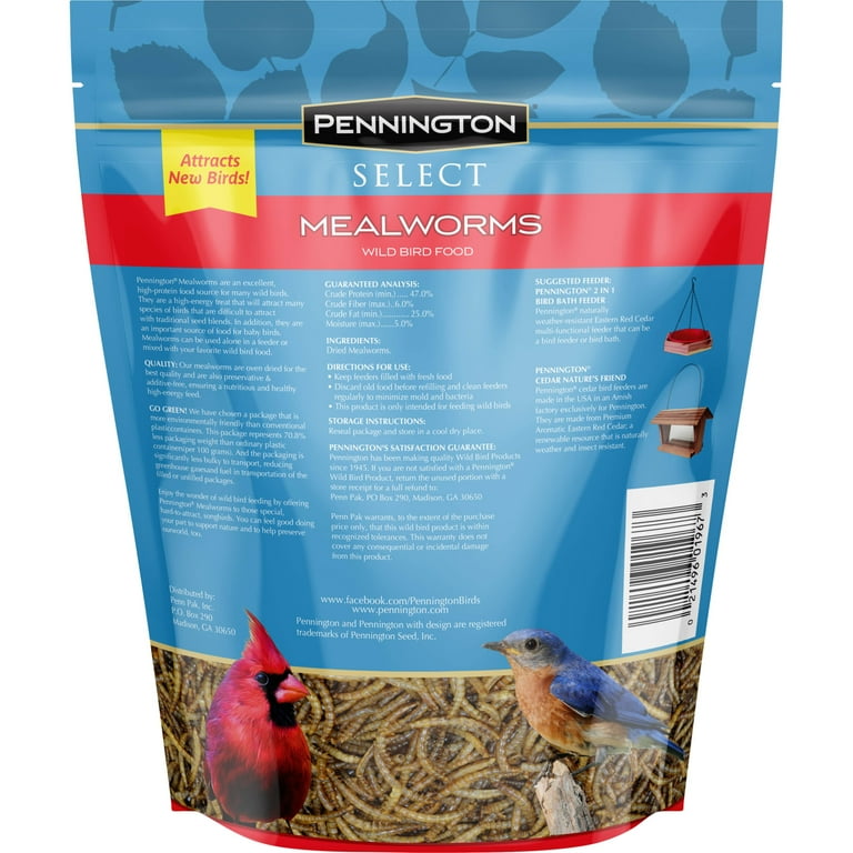 Pennington Select Mealworms, Wild Bird Food, 17.6 oz. Bag Pennington Select Mealworms, Wild Bird Food, 17.6 oz. Bag