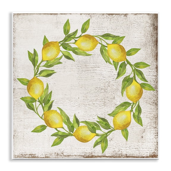Stupell Industries O Letter Lemon Wreath Food & Beverage Painting Unframed Art Print Wall Art, 12 x 12