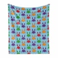 thumbnail image 1 of Crabs Soft Flannel Fleece Throw Blanket, Cartoon Art Style Illustration of Crabs on the Blue Background with Bubbles Print, Cozy Plush for Indoor and Outdoor Use, 70" x 90", Multicolor, by Ambesonne, 1 of 6