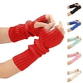 thumbnail image 4 of Xfvqtps Fingerless Gloves for Womens Thumb Hole Arm Knitting Crochet Solid Color Fashion Thermal Warm Winter Mittens Blue, 4 of 5