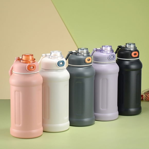 Iumwxz Coffee Cups Coffee Mugs Insulated Water Bottle with Straw for Adults Large Thermal Vacuum Cups for Hot and Cold Drinksbpa Thermoses Leak-Proof Flask Glass Cups White Metal