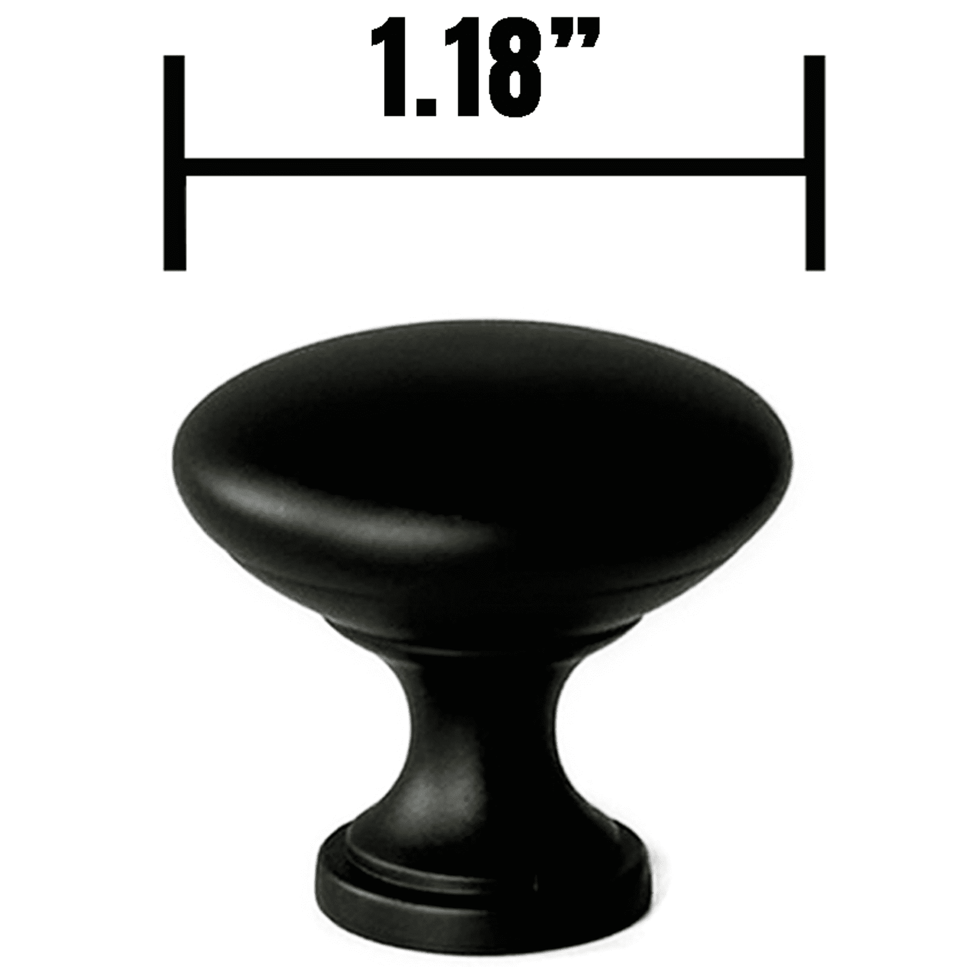 (2 pack) Mainstays Matte Black Round Mushroom Knob, Steel, 2 pack