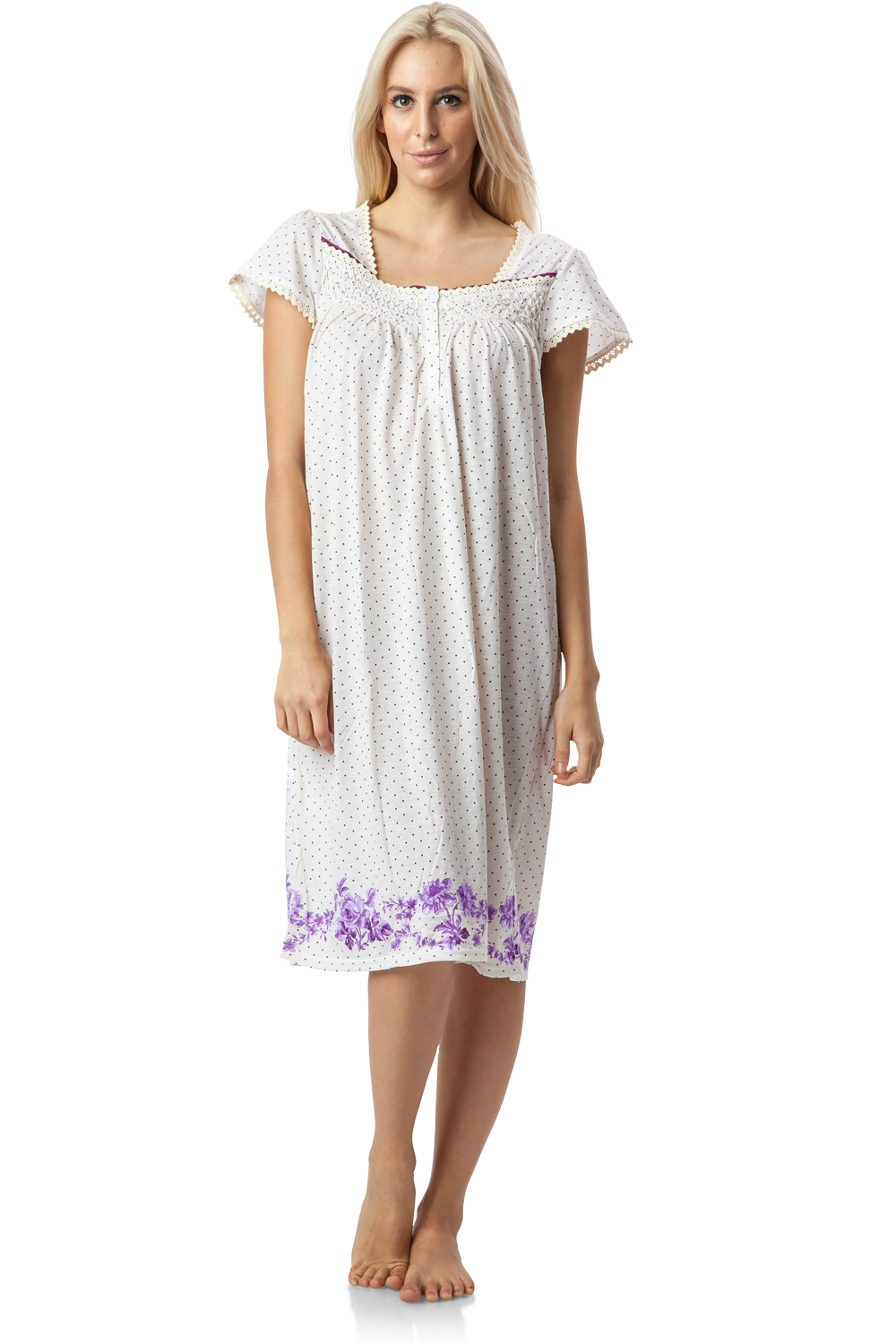 Casual Nights Women's Botanic Lace Short Sleeve Nightgown