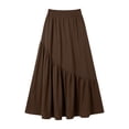 thumbnail image 7 of Purcolt Women High Waisted Knee-Length Skirt Solid Color Casual Skirts A-Line Elastic Waist Skirt, 7 of 7