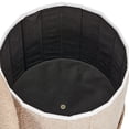 thumbnail image 3 of Aria Home Teddy Fabric Folding Storage Ottoman Cylinder Footstool Seating Pouf, Taupe, 3 of 8