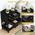 thumbnail image 4 of May in Color Tall Nightstand Set of 2, Side Table with 2 Drawers and Open Shelf Below, for Bedroom, Living Room, Home Office, Black, 4 of 10