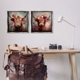 thumbnail image 3 of Stupell Industries Highland Cow Field Flower Crown Animals Painting Gray Floater Framed Canvas Art Print Wall Art, 18 x 18, Set of 2, 3 of 10