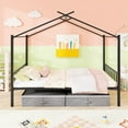 thumbnail image 4 of Gymax Full Size Metal House Bed w/ 2 Fabric Drawers Heavy-Duty Platform Bed Black, 4 of 10