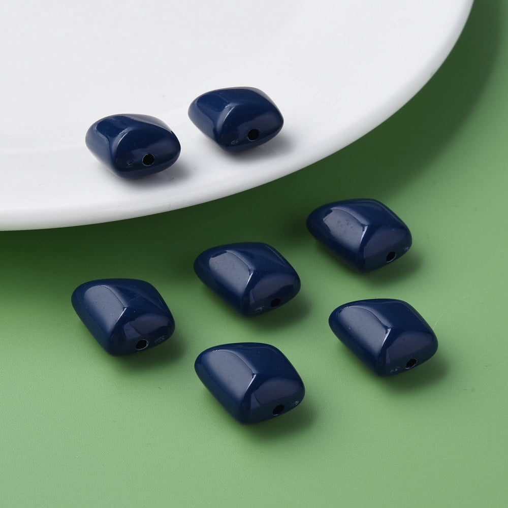 Opaque Acrylic Beads Polygon Midnight Blue 17.5x15.5x11mm Hole: 2mm about 230pcs/500g