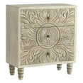 thumbnail image 1 of COZAYH 3-Drawer Bedroom Dresser w/ Carved Floral Front, Distressed Weathered White Finish, 1 of 9