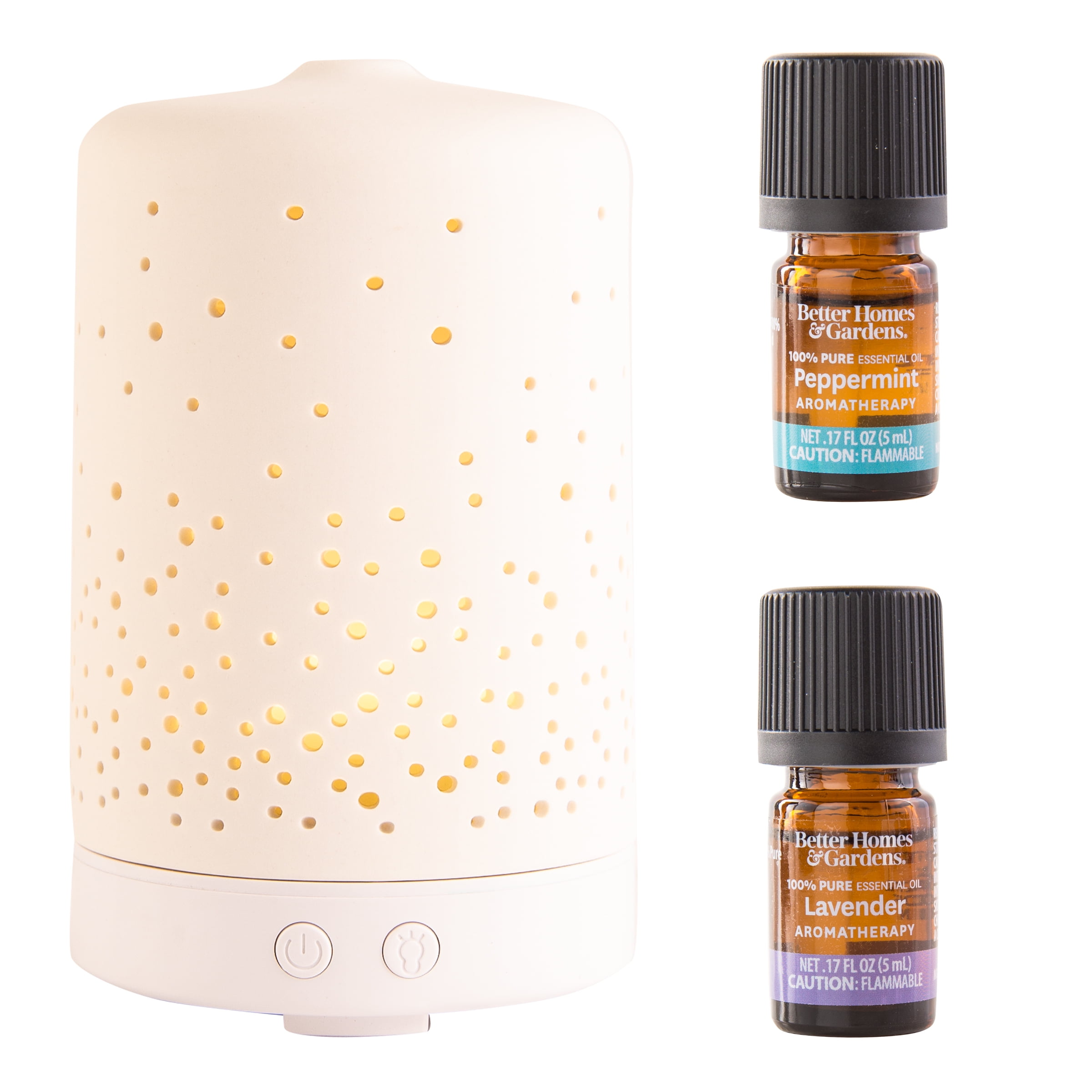 Better Homes & Gardens 3 Piece 100 mL Cool Mist Ultrasonic Aroma Diffuser Set, Confetti