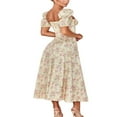 thumbnail image 3 of AMERTEER Femmes Élégante Longue Robe Manches Puff Plage Floral Split Robe d'Été Col Carré Cottagecore Robes de Soirée, 3 of 6