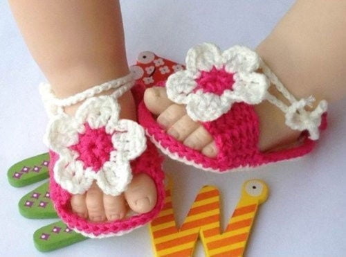 Baby Girl Kid Infant Handmade Crochet Pearl Sandals Toddler Shoes - Walmart.com