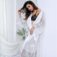 thumbnail image 2 of Douhoow Plus Size Women Bathrobe Long Kimono Lace Nightdress Sleepwear S-3XL, 2 of 6