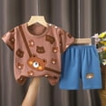 thumbnail image 2 of Leey-World Girl Toddler Pajamas Boys and Girls Loungewear Spring Summer Pajamas Soft Cute Set for 2t 3t 4t 5t 6t 7t Summer Pjs Kids(3-4 Years,Brown), 2 of 5