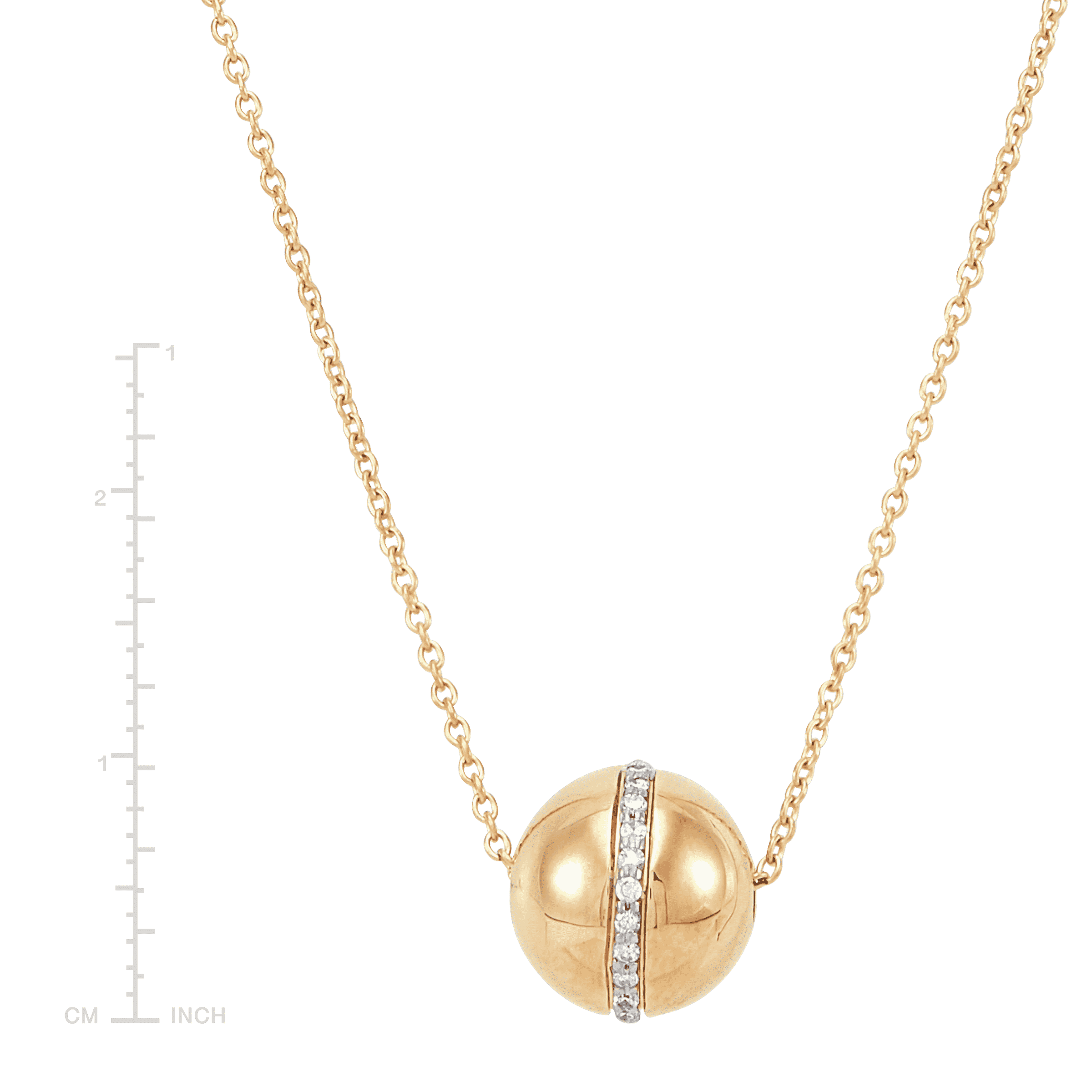 Women's Welry 1/10 cttw Diamond Ball Pendant Necklace in 10kt Yellow Gold, 17"
