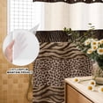 thumbnail image 3 of No Hook Shower Curtain, Leopard Zebra Print Shower Curtains for Bathroom with See Through Top Window, Vintage Animal Skin Striped Brown Waterproof & Washable Bath Curtain Long 72"x78", 3 of 9