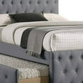 thumbnail image 4 of Nek Full Size Upholstered Bed with Twin Trundle Button Tufted Gray Burlap, 4 of 5