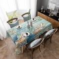 thumbnail image 4 of Teal Beach Coastal Rectangle Tablecloth, Summer Nautical Coral Shell Botanical Vintage Waterproof & StainResistant Tablecloth, Washable Oil-proof Table Cover for Dining/Party/Wedding/Buffet 60x84 In, 4 of 9