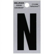 Hillman Group  2 in. Black & Silver Reflective Mylar Square Cut Self Adhesive Letter - N