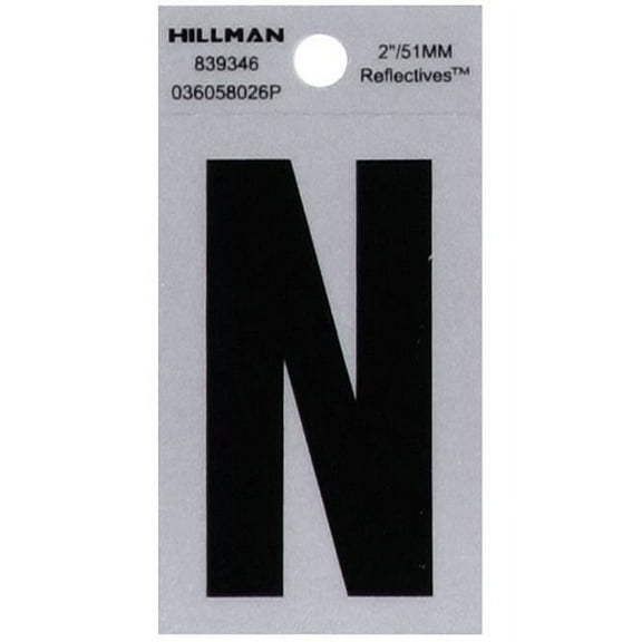 Hillman Group  2 in. Black & Silver Reflective Mylar Square Cut Self Adhesive Letter - N