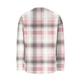 thumbnail image 3 of Plus Size Tops for Women Long Sleeve Plaid Print V Neck Lightweight Sweatshirt Side Split L-5X Loose Casual Shirts (L, Pink), 3 of 4