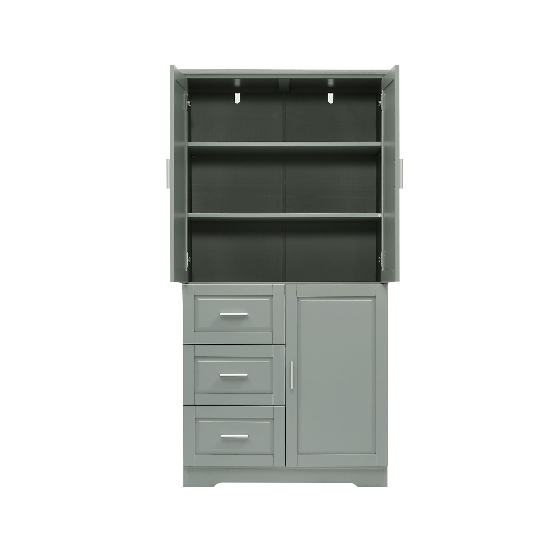 DEALTOPS Tall Storage Cabinet with Spacious Storage and Adjustable Shelves for Bathroom, Living Room, Gray