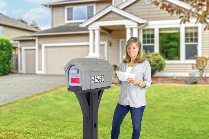 Simplay3 Classic Home Post Mounted Gray Mailbox, Rust Resistant