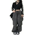 thumbnail image 3 of Ladies Cargo Pants  Solid Loose Trousers with Elastic Waistband and Pockets, 3 of 9