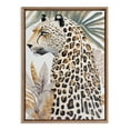 thumbnail image 3 of Kate and Laurel Sylvie Beaded Fern Cheetah Vintage Framed Canvas Wall Art by Inkheart Designs, 18x24 Gold, Animal Jungle Cat Art for Wall, 3 of 7