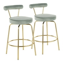 Rhonda Glam Counter Stool in Gold Metal and Sage Green Velvet by LumiSource - Set of 2