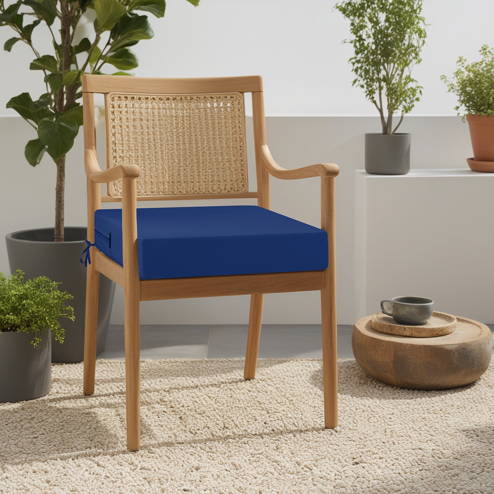 idee-home Outdoor Chair Cushions Set of 2, Outdoor Seat Cushions 22x22 Waterproof, Patio Chair Cushion Color Fastness with Ties Patio Furniture Garden Sofa Couch Pads