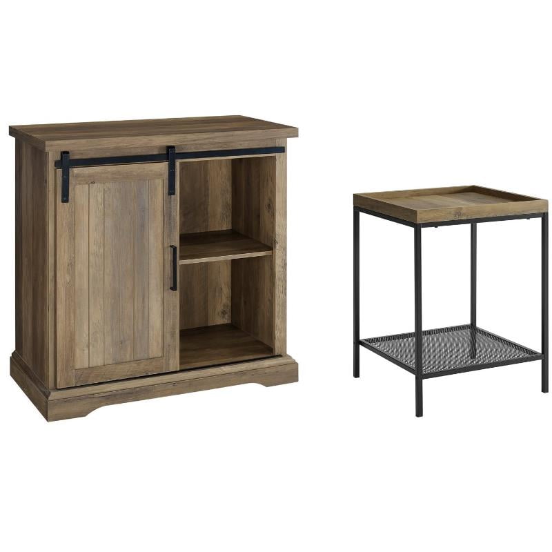 Home Square 2 Piece Living Room Set with 32" TV Stand and End Table in