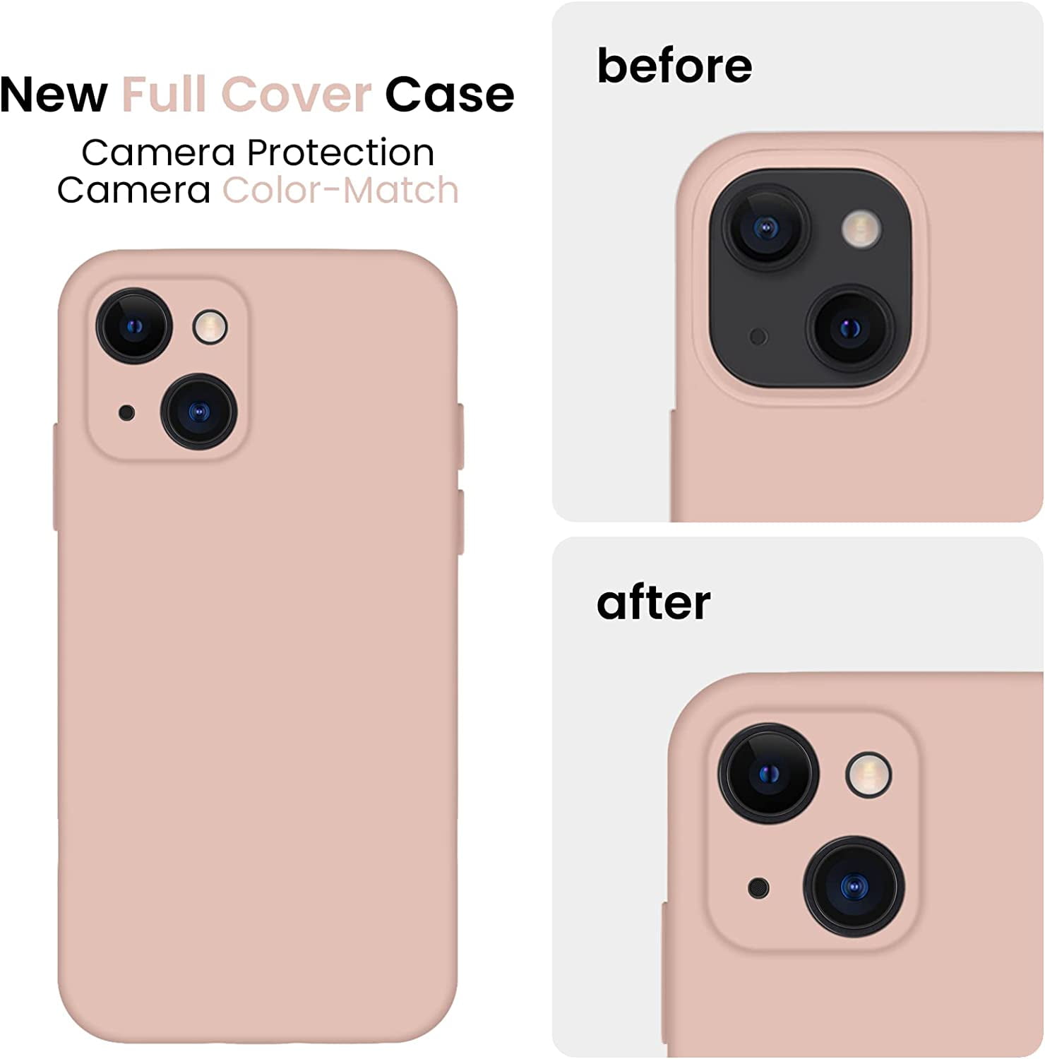 for iPhone 13 Case, Silicone Upgraded [Camera Protection] Phone Case with [2 Screen Protectors], Soft Anti-Scratch Microfiber Lining Inside, 6.1 inch, Pinksand