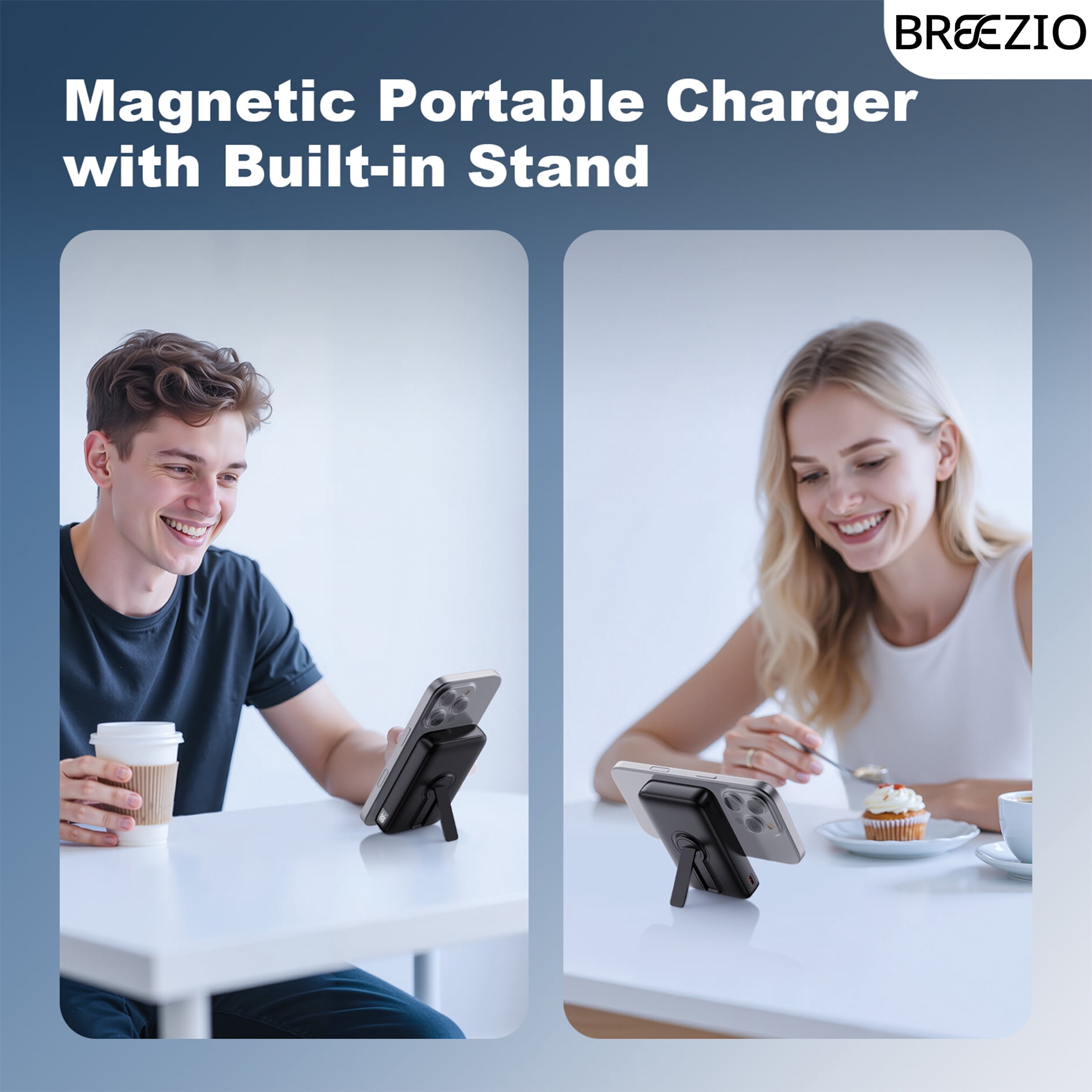 Magnetic Wireless Portable Charger, 12000mAh Power Bank, Fast Charging Battery Pack Compatible for iPhone 17/16/15/14/13, Black