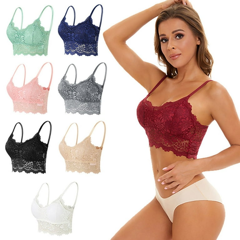 Spdoo 3 Pcs Lace Bralette for Women, Lace Bralette Padded Lace Bandeau Bra  with Straps for Women Girls
