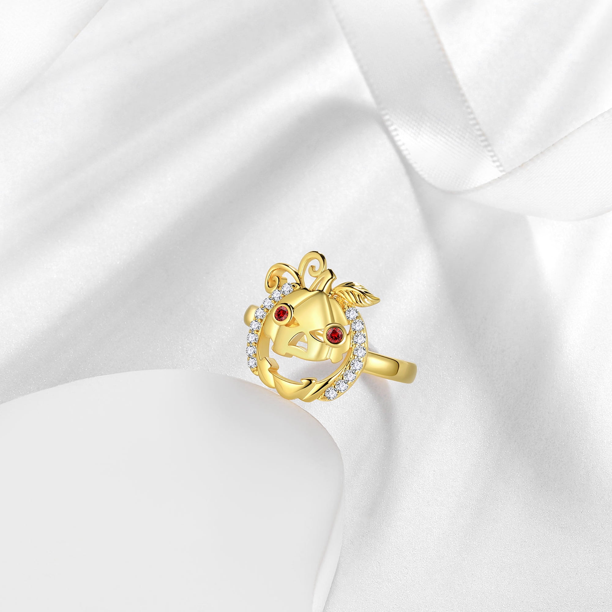 Beautlace Halloween Pumpkin Ring,14K Gold Plated Cute Pumpkin Ghost Ring Halloween Costume Theme Jewelry Gift for Women