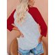 thumbnail image 5 of Qarigey Blusas de manga tres cuartos Mujer Impreso 3/4 Camiseta de algodón con manga Casual Blusa diaria Tops, Negro, M Prendas para la parte del cuerpo Rojo S Qarigey AP003797-06, 5 of 6