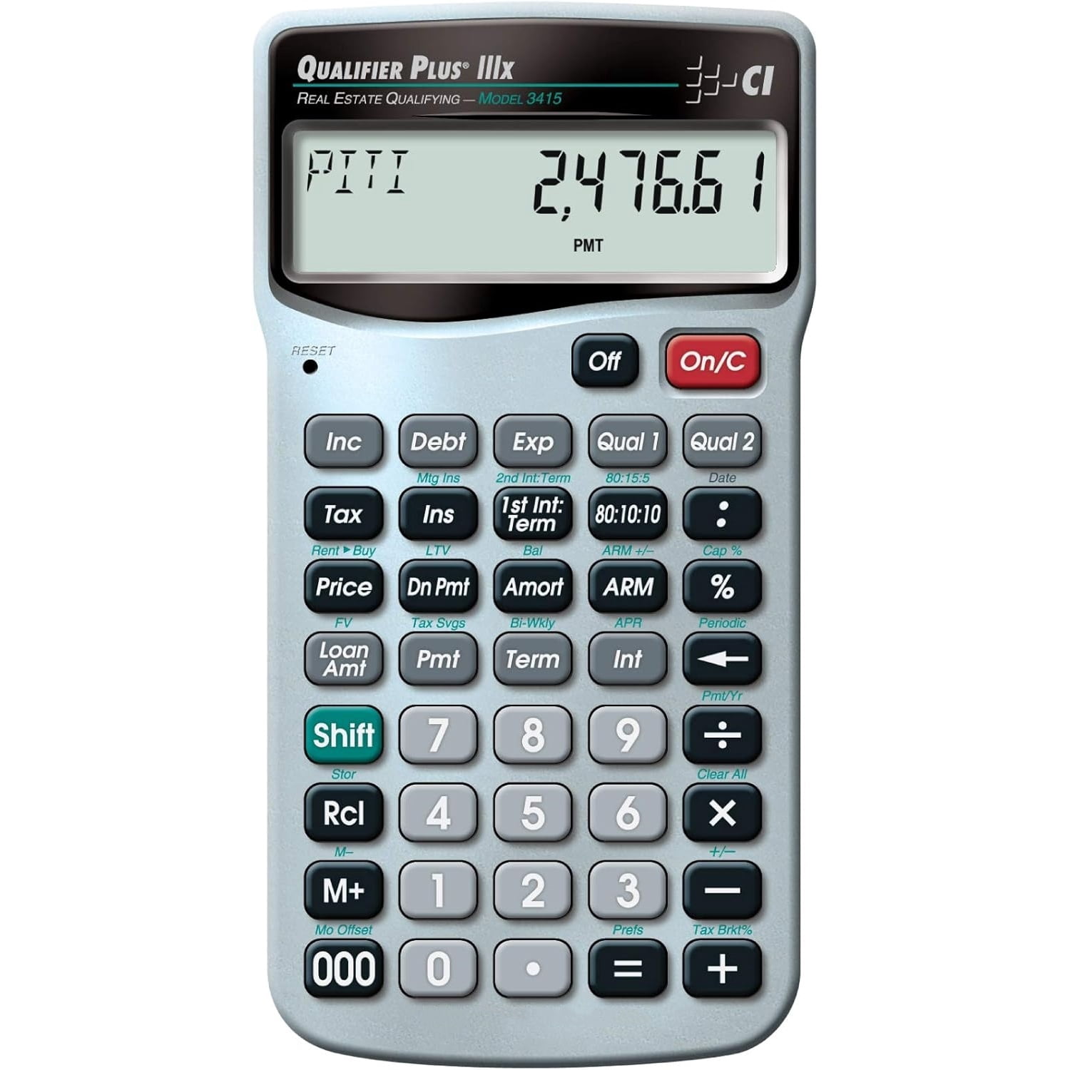 3415 Qualifier Plus IIIx Advanced Real Estate Mortgage Finance Calculator | Simple Operation | Buyer Pre-Qualifying | Solves Payments, Amortization, ARMs, Combos, FHA, VA, More
