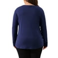 thumbnail image 4 of DARING DIVA Women's Plus Tops Pleated Front V Neck Button Blouses 4X Navy Blue, 4 of 6