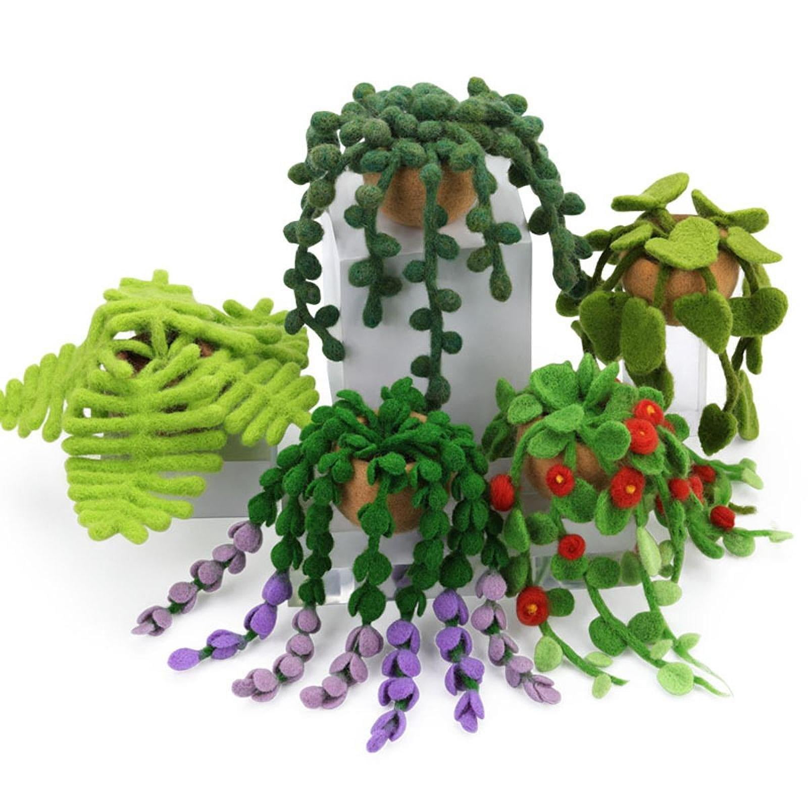 GUOOL Hanging Plants Wool Felt DIY Set, Potted Plants Decoration, Needle Felting Set, DIY Hanging Plants Wool Felt Set for Festivals