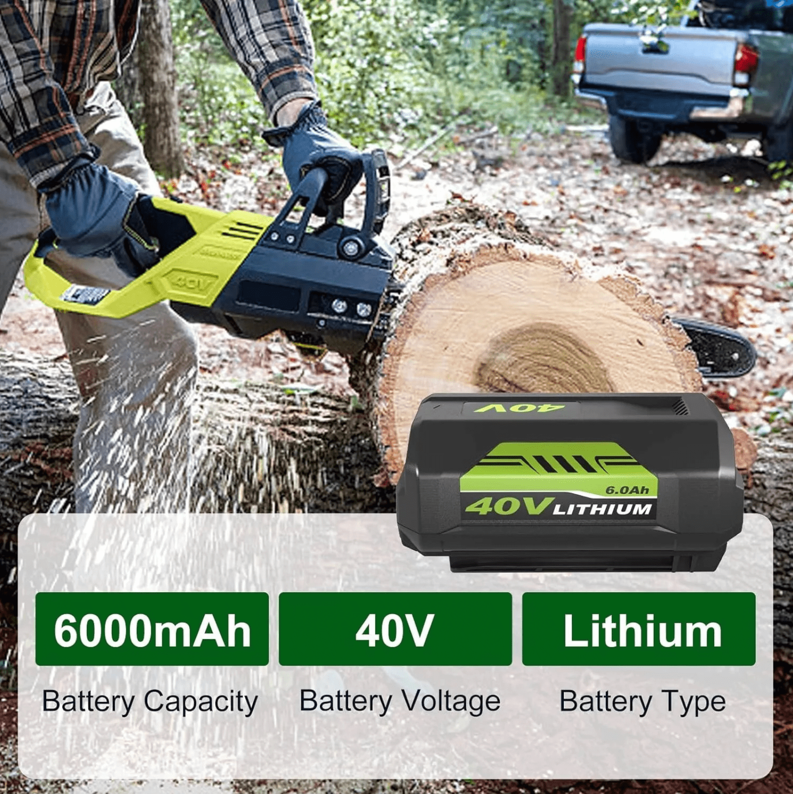 6.0Ah Replacement for Ryobi 40V Battery Compatible with Ryobi Lithium Battery OP4040A1