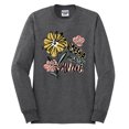 thumbnail image 2 of Wild Bobby Worship While You Wait Sunflower Pink and Yellow Inspirational/Christian Men Long Sleeve Shirt, Heather Black, Large, 2 of 6