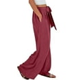 thumbnail image 5 of TANBOM Women's Summer Elasticated Slouchy Wide Leg Pants with Pockets Red XS, 5 of 6
